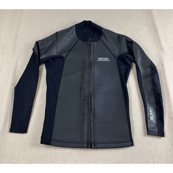 Xcel Wetsuit Men Size M Black 2/1mm AXIS Smoothskin Jacket – Front Zip