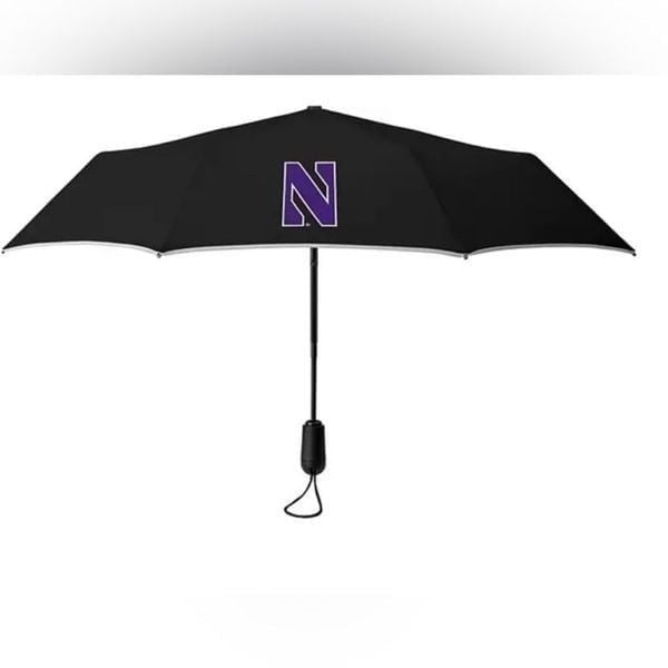 NIBWT Weatherman Umbrella 12” Long Durable Frame Fits Bag/Purse Northwestern Uni