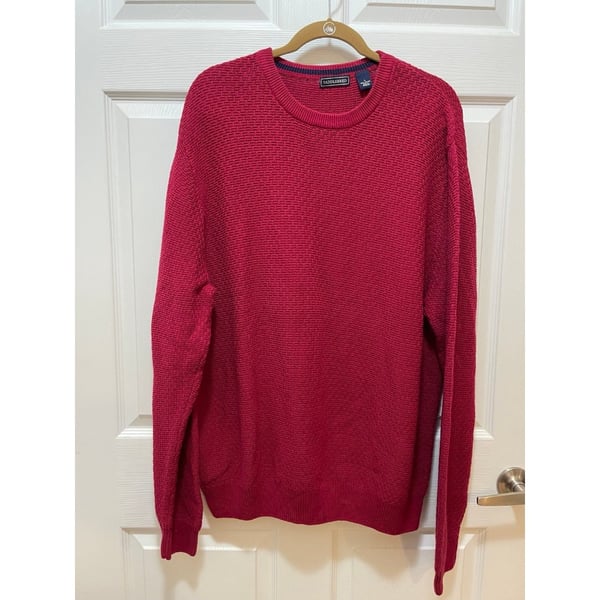 Saddlebred Men’s Sweater Pullover Crewneck Size L Red 100% Cotton