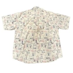 Columbia Men’s Fish Hook Pattern Button Down Short Sleeve Shirt Ivory Size XL