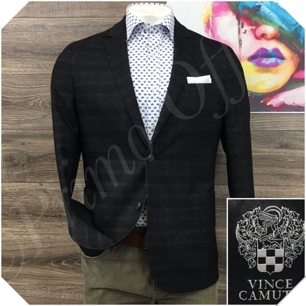 VINCE CAMUTO Mens Blazer Sport Coat Casual Jacket Size L 42R Modern Gray Suit