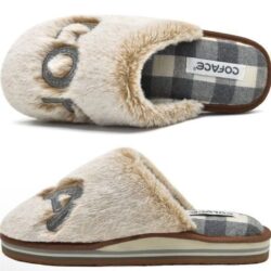 COFACE Gray Womens Memory Foam Slip on Plush Fur Slipper w/Cushion Lining 7 NWT