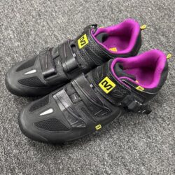 Womens Mavic Cycle Shoes Contagrip Black Pink Shimano SPD Clips 9.5 GREAT SHAPE