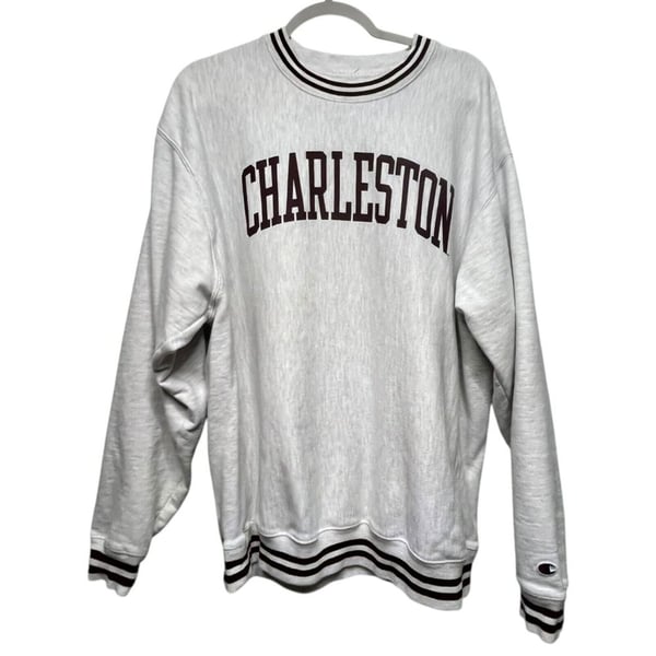 VTG Champion Reverse Weave Sweatshirt Pullover XL Gray Charleston College Univer