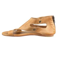 Bed Stu Women’s Soto Tan Leather Cut Out Back Zip Sandal Size US 8