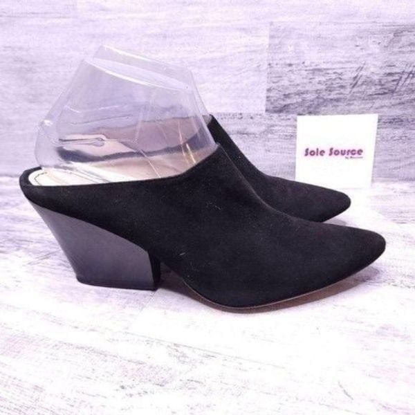 Elizabeth and James Evie Suede Heeled Mule Bootie Black Women’s sz 9