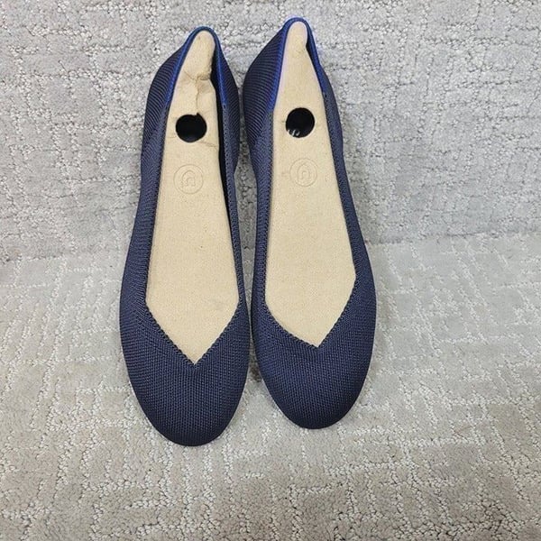 Rothy’s The Flat Womens Size US 8 Maritime Blue Round Toe Slip On Ballet Shoes