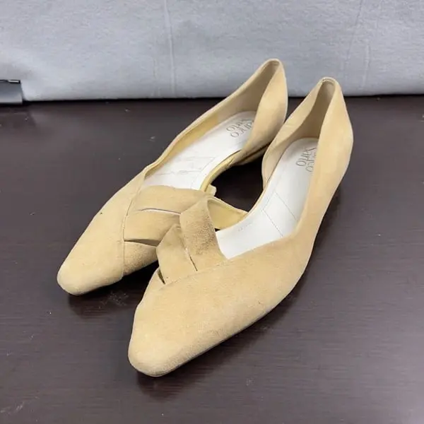 Franco Sarto Braela Womens Almond Toe Beige Flats Slip On Shoes Dorsay sz 8 M