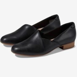 Clarks Juliet Palm Leather Slip On Flat Loafer, Black, Size 8.5, NWT