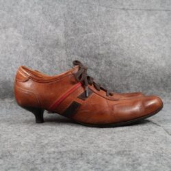 Kowalski Shoes Womens 41 Kitten Heel Oxford Vintage Leather Distressed Lace Up