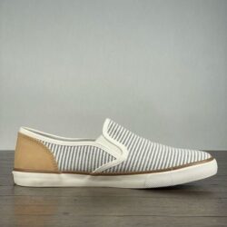 Tommy Bahama Womens 9.5 Blue White Striped Casual Canvas Slip-On Sneakers NWT