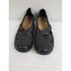 (J5) Clarks Ashland Rivers Womens Shoes Size 10 Flat Mary Jane Black Leather