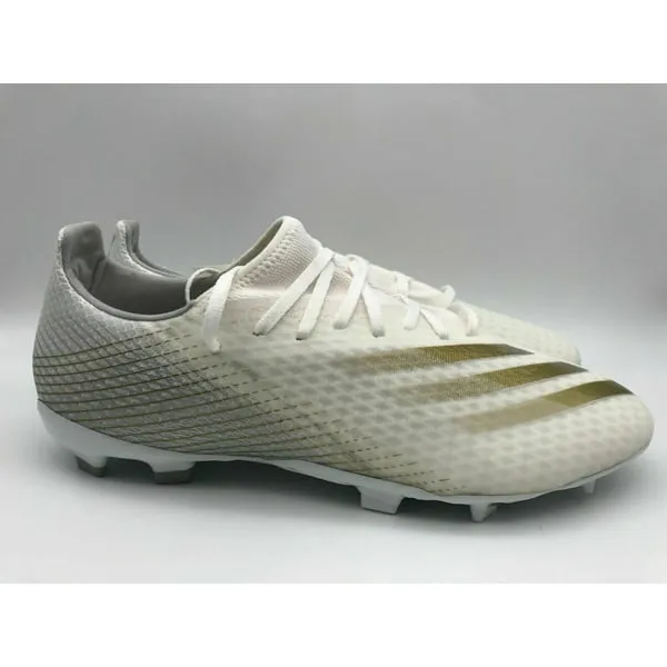 Adidas X Ghosted.3 FG Cloud White Gold Silver Soccer Cleats EG8193 Men's Sz 13.