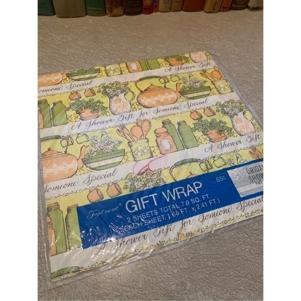 Wedding Shower Vintage American Greetings Gift Wrap 70s 2x 1.64×2.41ft