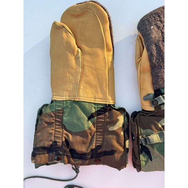 Military Wool Mitten Set Extreme Cold Weather Military Wool Leather Camouflage