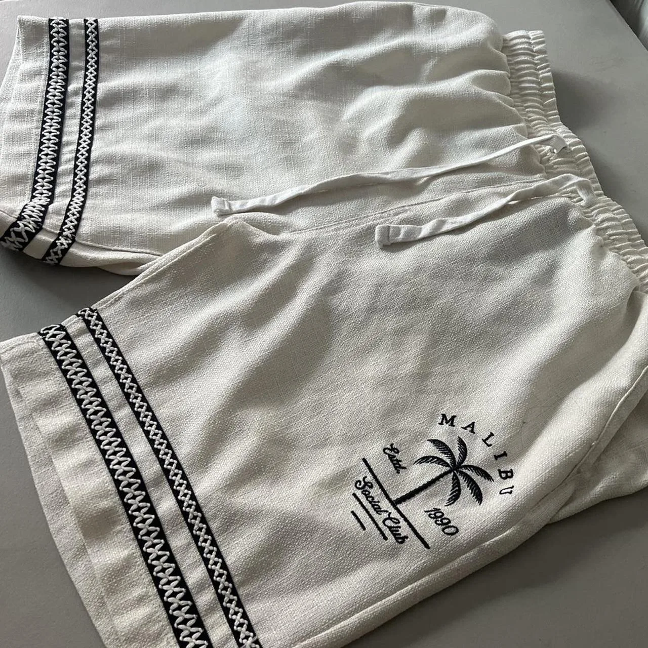 Men's White and Cream Shorts - Image 7