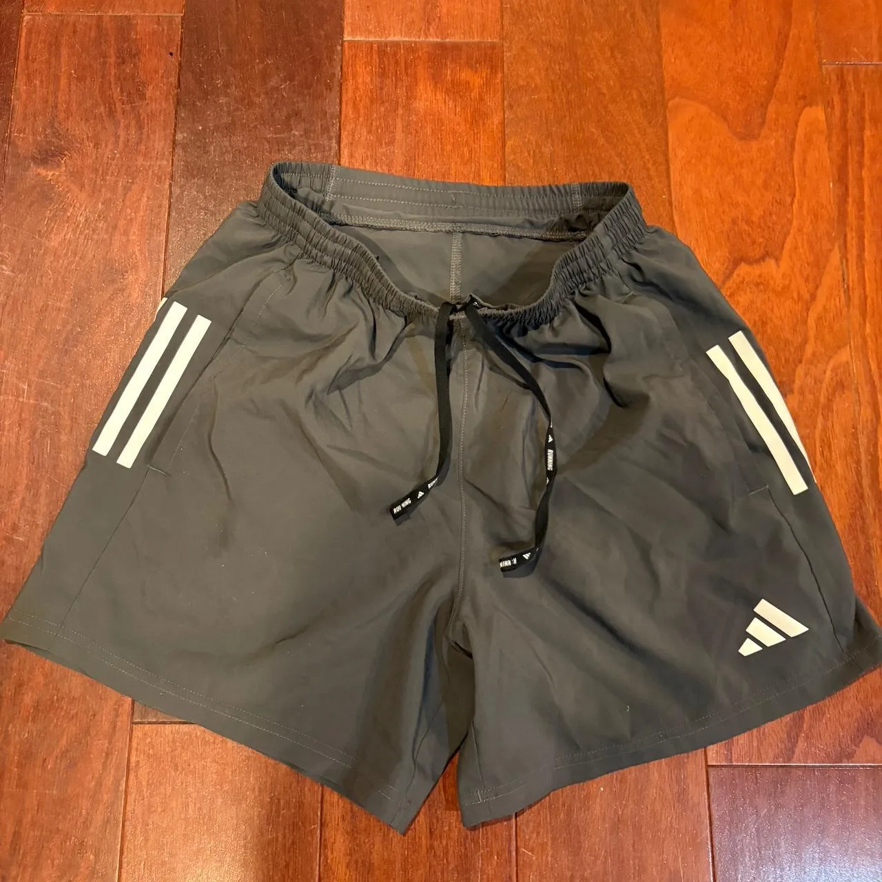 Adidas Men's Grey and Black Shorts