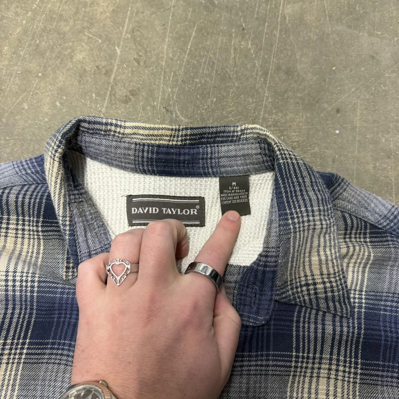 Men's Blue and Navy Shirt - Image 2