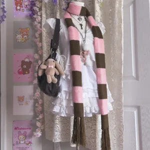 American Vintage Women's Pink and Brown Scarf-wraps