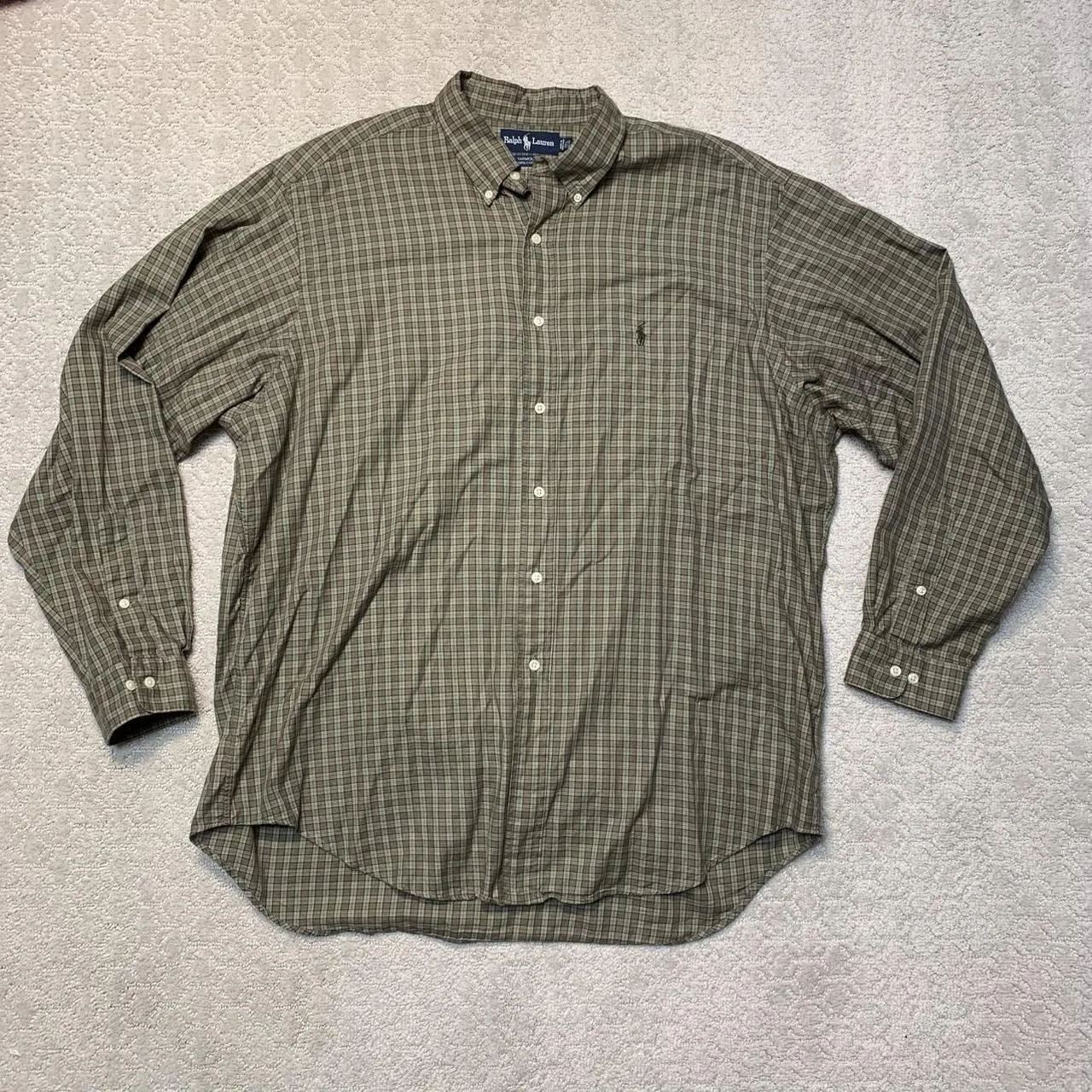 Ralph Lauren Men's Green and Khaki Shirt