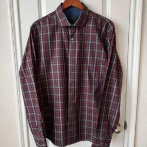 Bugatchi Men's Red and Burgundy Shirt