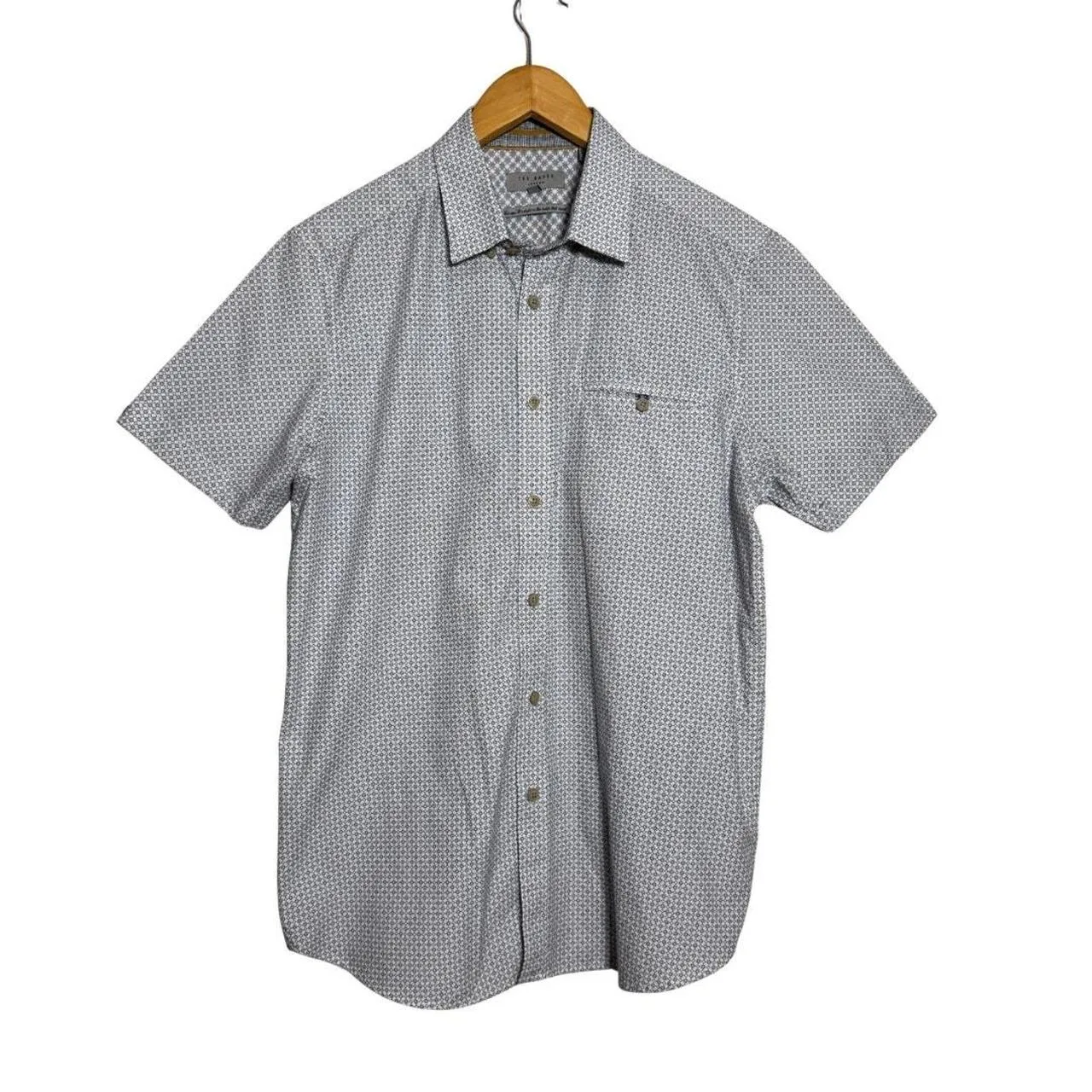 Ted Baker Men's White and Blue Shirt