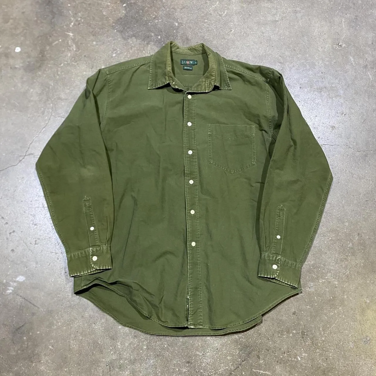 J.Crew Men's Green and Khaki Shirt
