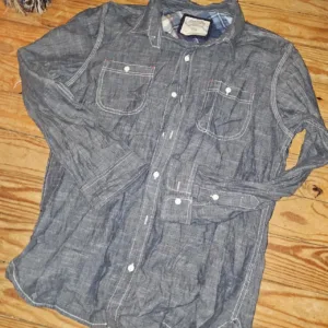 Men's Blue and Grey Shirt