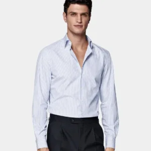 Suitsupply Men's Blue and White Shirt