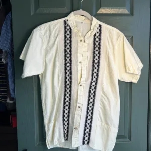 Men's White and Cream Shirt