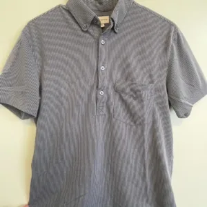 Club Monaco Men's Grey and Blue Shirt