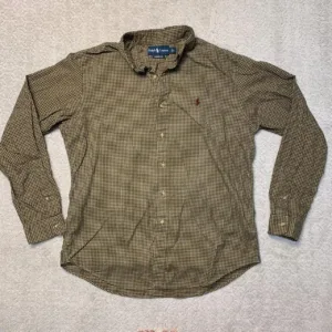 Polo Ralph Lauren Men's Brown and Green Shirt
