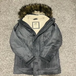 Hollister Co. Men's Grey and Blue Coat