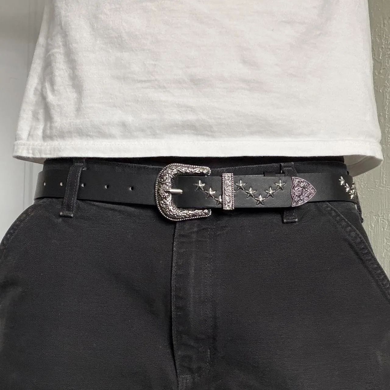 Men's Black and Grey Belt