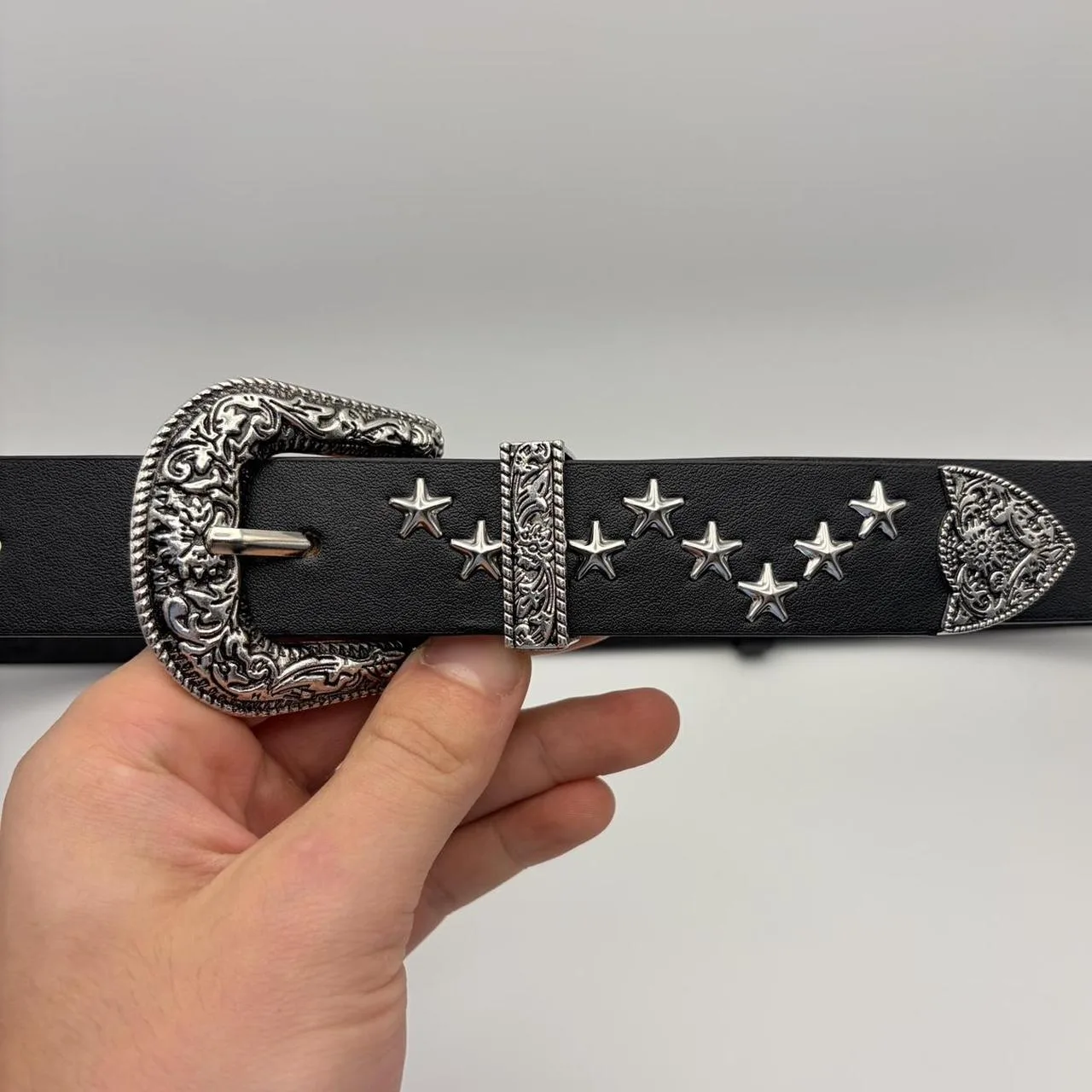 Men's Black and Grey Belt - Image 5
