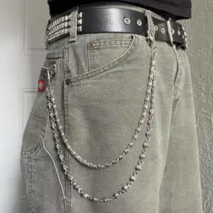 Men's Silver and Grey Belt