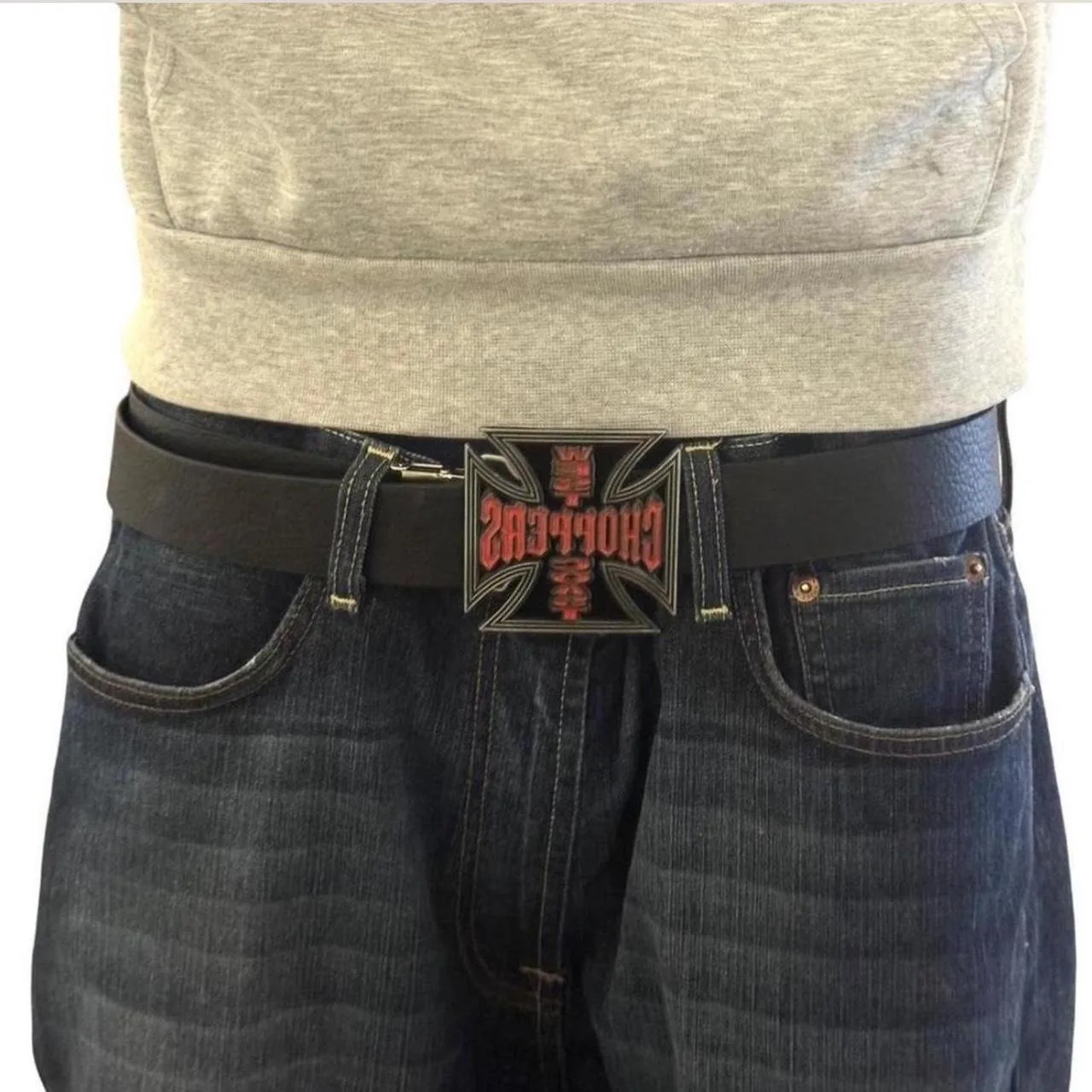 West Coast Choppers Men's Black and Red Belt - Image 2