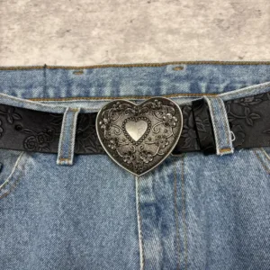 Men's Black and Silver Belt