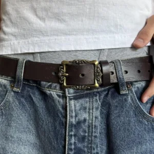 Men's Brown and Gold Belt