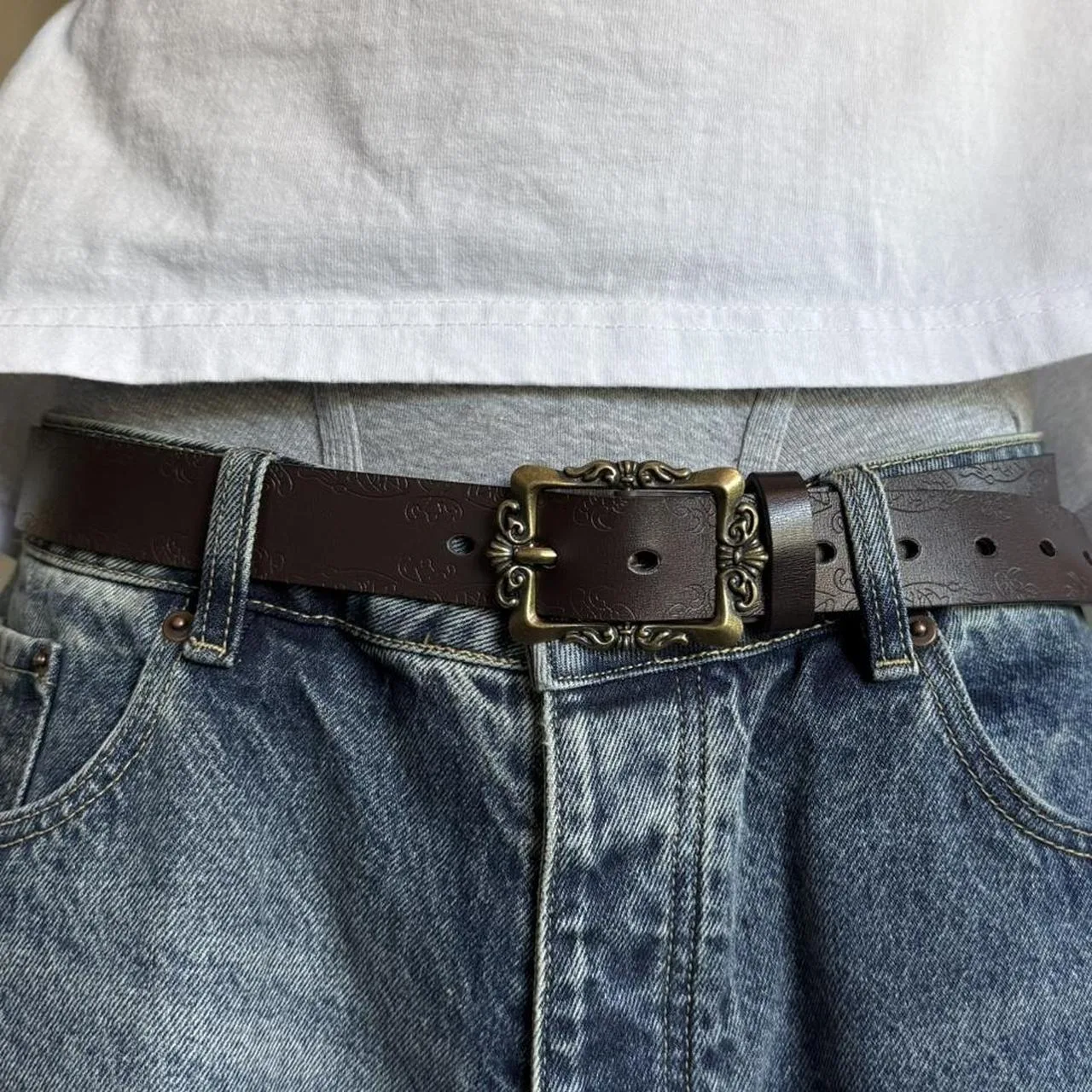 Men's Brown and Gold Belt - Image 7