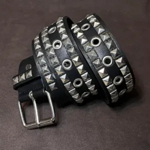 Men's Black and Silver Belt