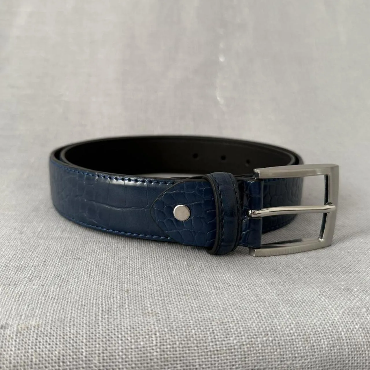 Men's Navy and Blue Belt - Image 2