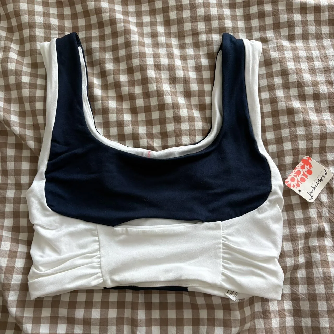Free People Women's Navy and White Vest - Image 2