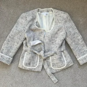 New York & Company Women's Grey and White Jacket