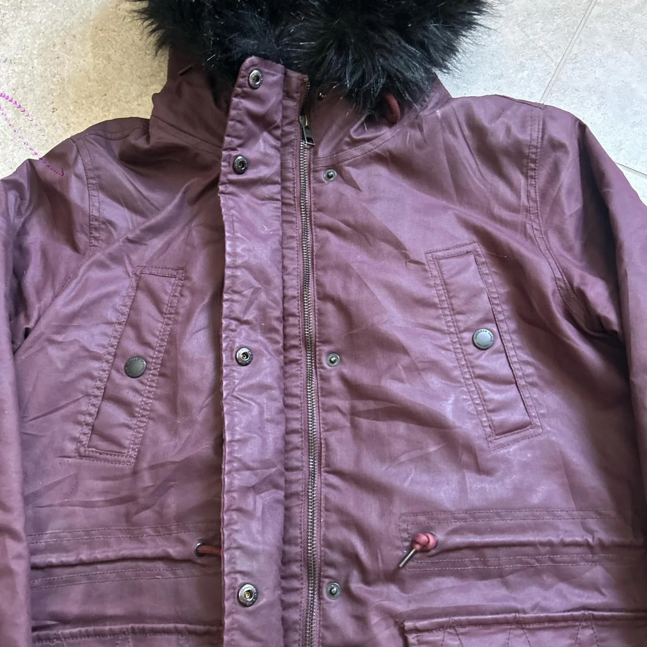 American Eagle Outfitters Women's Burgundy and Purple Coat - Image 4