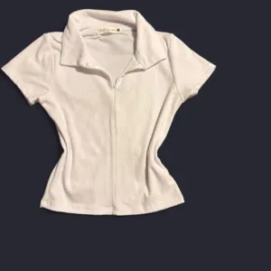 Women's White and Pink Crop-top