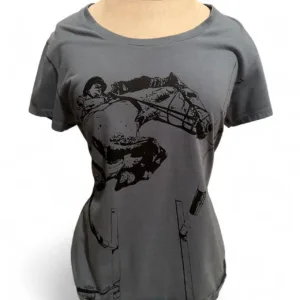 Women's Grey and Blue T-shirt