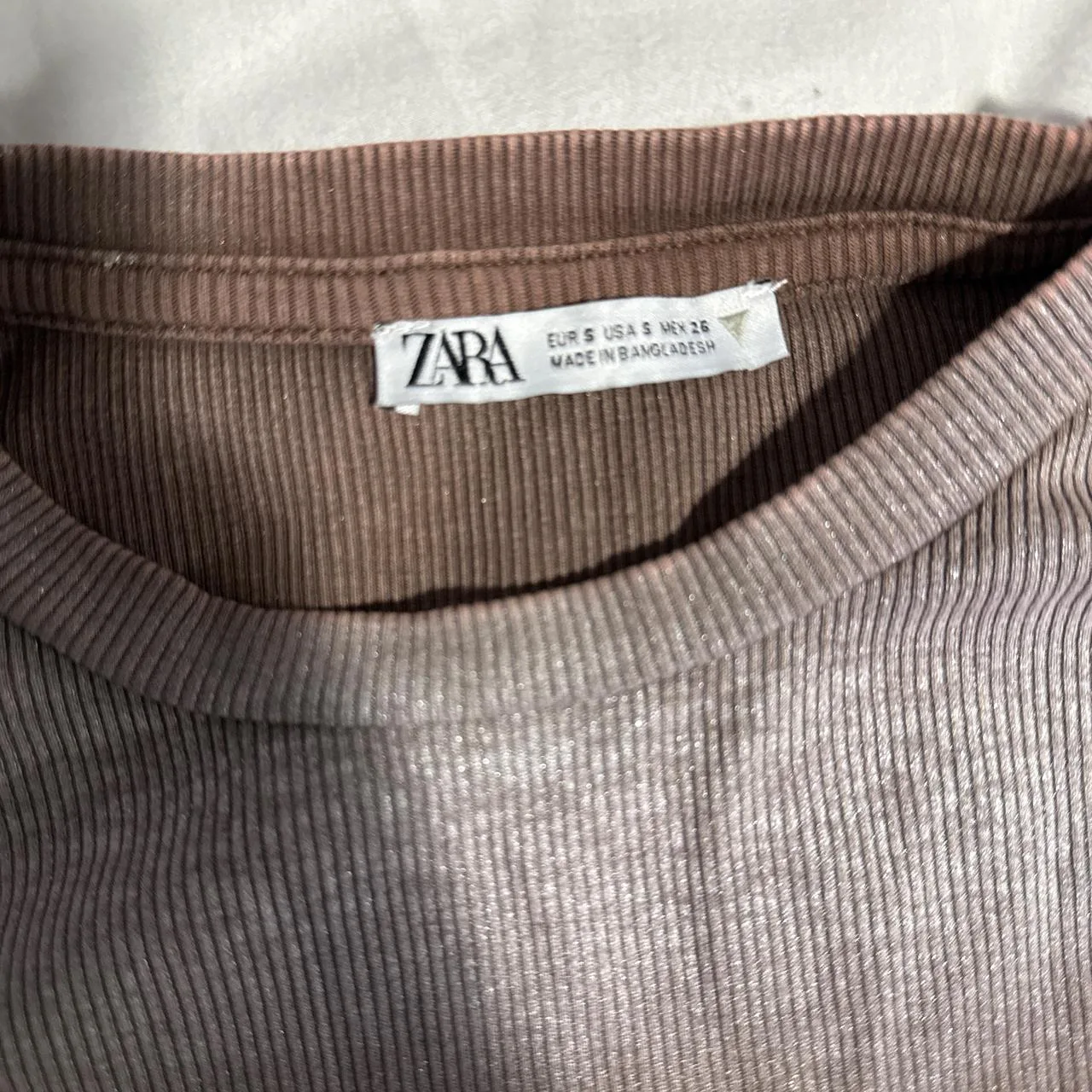 Zara Women's Brown and Grey Crop-top - Image 2