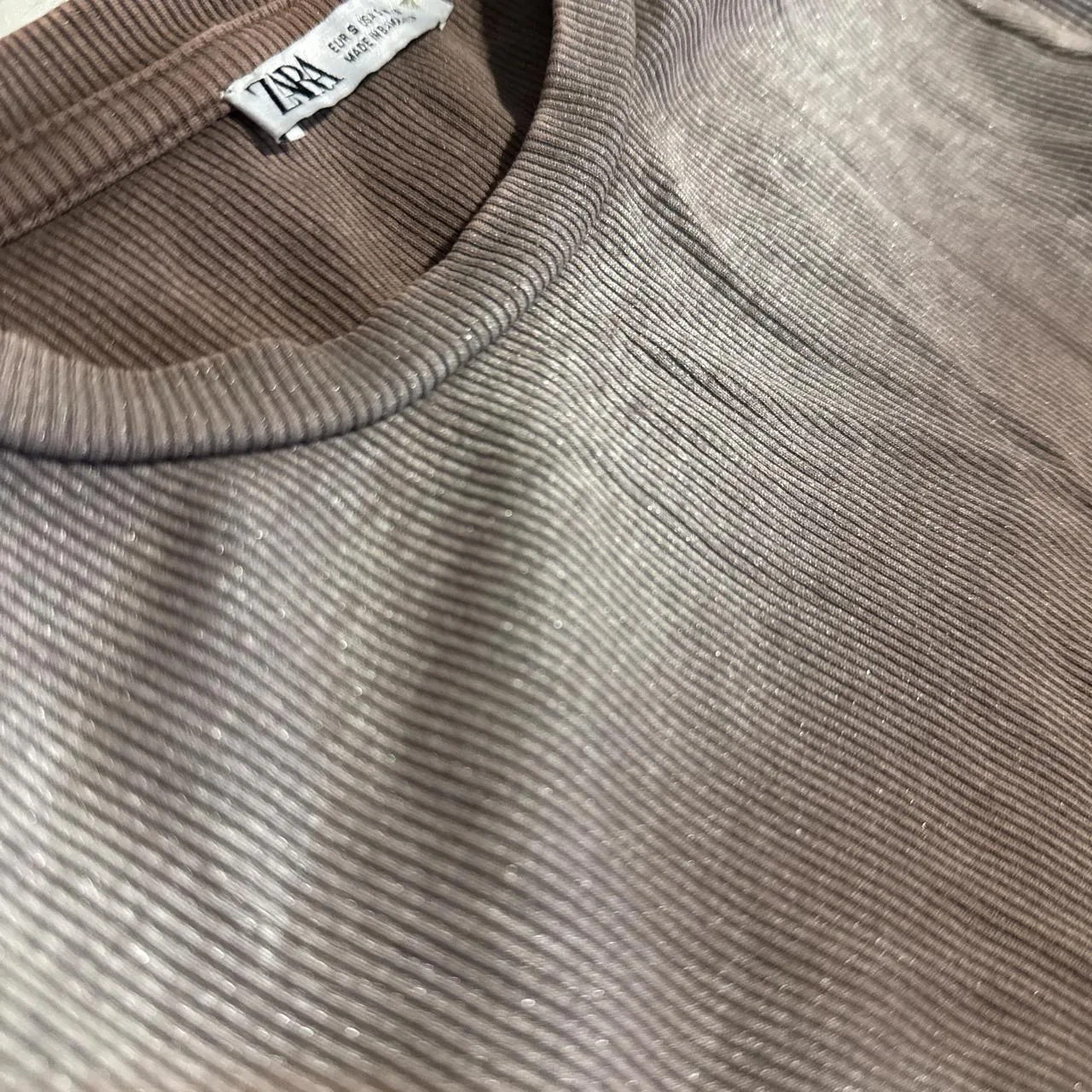Zara Women's Brown and Grey Crop-top - Image 3