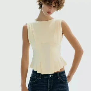 Zara Women's Cream and Yellow Blouse